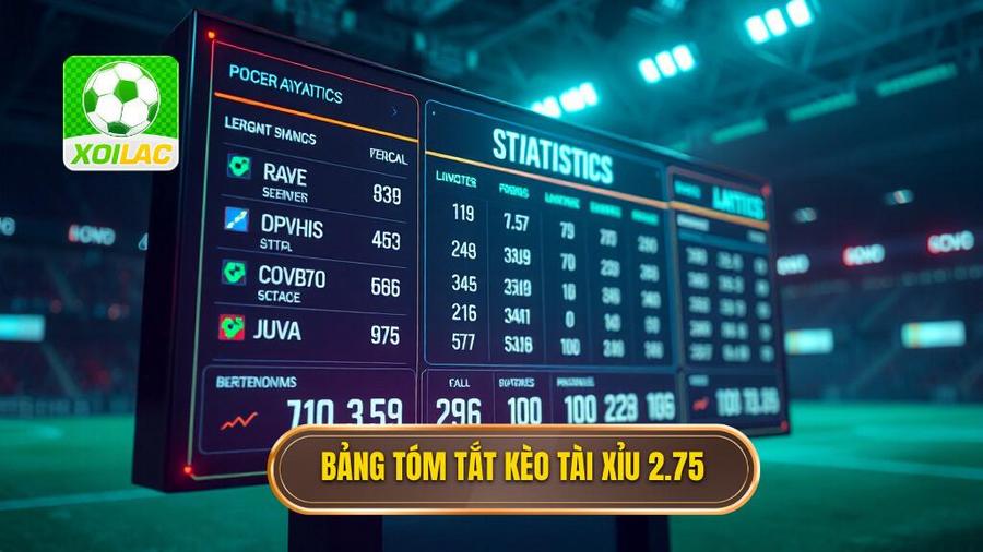 Bảng tóm tắt kèo tài xỉu 2.75